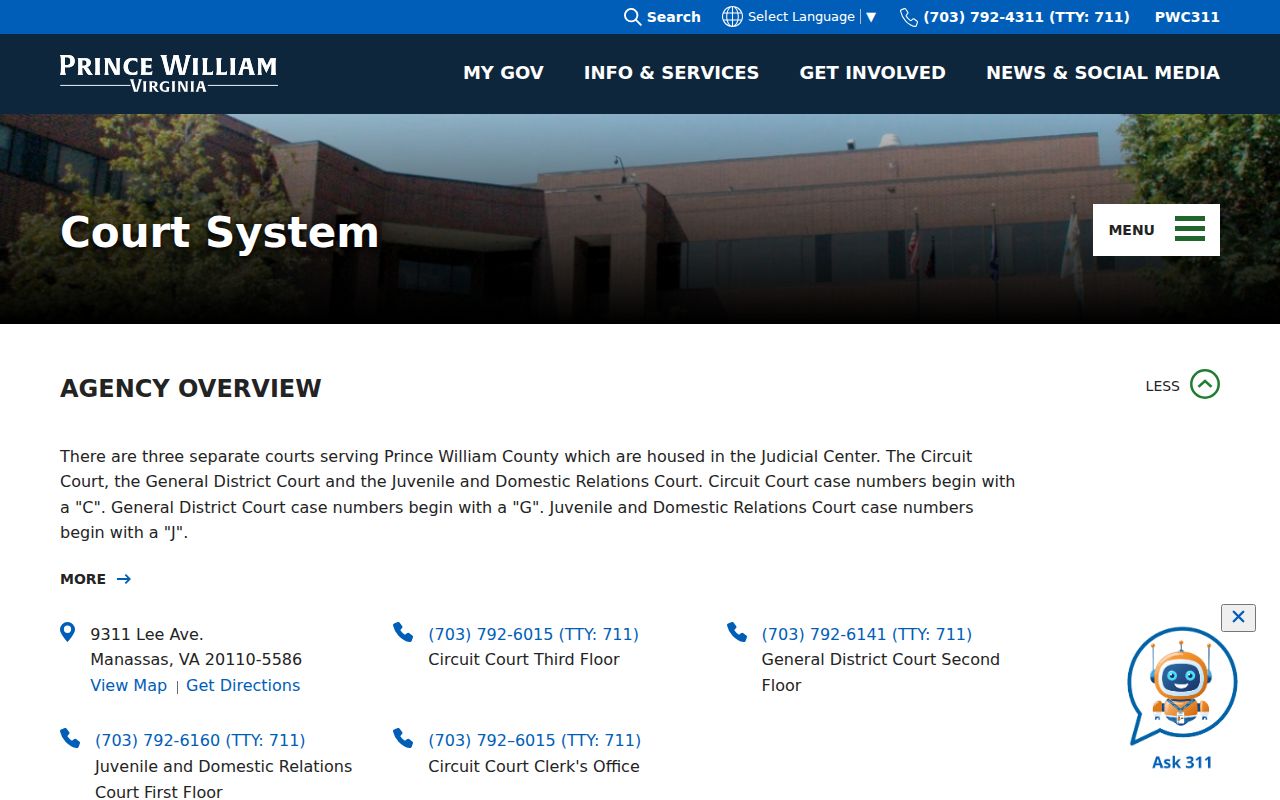 Prince William County court system used to route warrant records