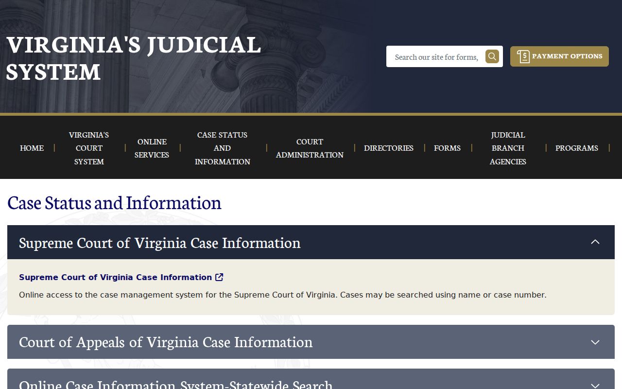 Prince William County warrant search starting point on the Virginia court case system